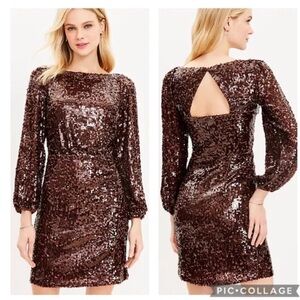 loft brown sequin dress Farah Espresso Sequin Mini Dress - XS Size - Women's Dresses